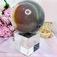 Magical & Incredible Large 821gram Perfect Druzy Agate Sphere On Stand From Brazil (Glass stand in pic is display only)