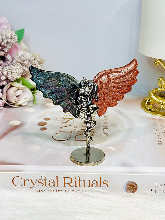 Goldstone X Ruby Zoisite Devil & Angel Wings 8cm