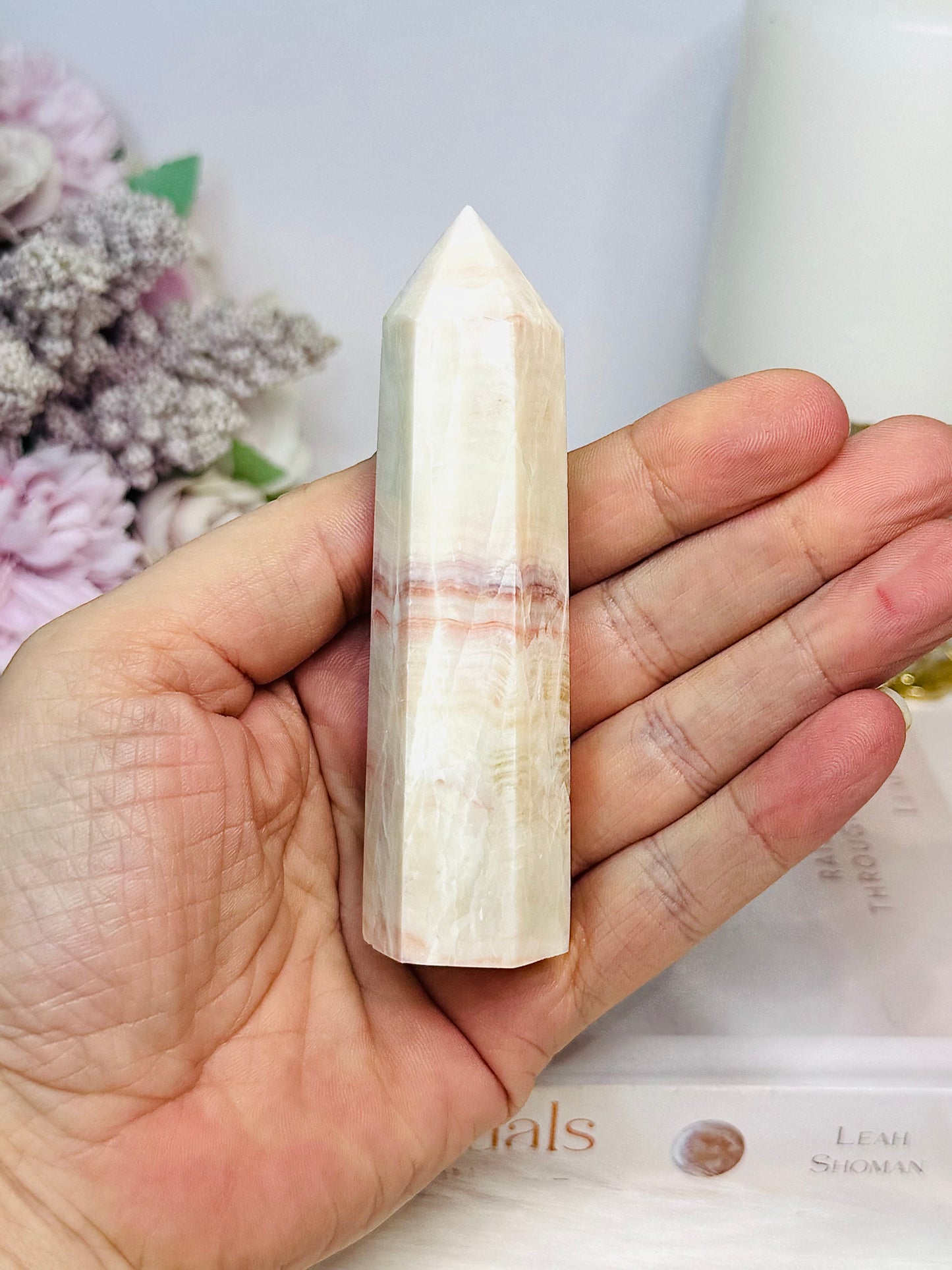 Pink Banded Calcite | Pork Stone Tower 9.5cm