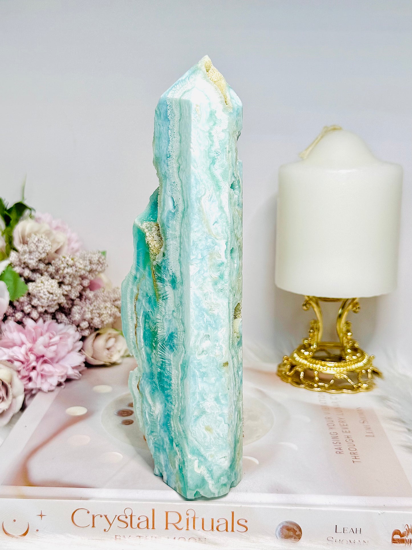 Large Blue Hemimorphite Druzy Tower 19cm
