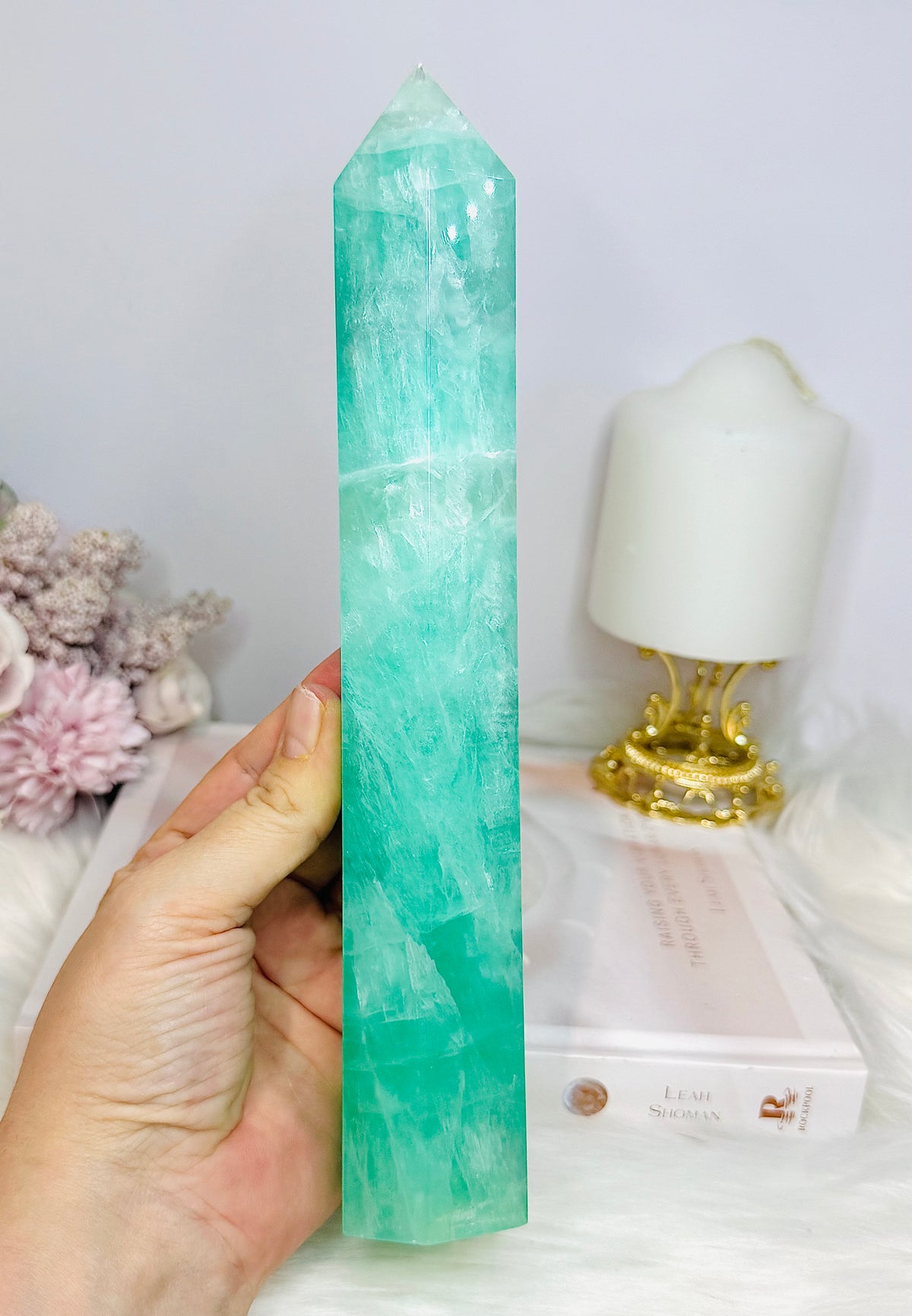 Huge High Grade Green Watermelon Fluorite Tower 24cm 885g