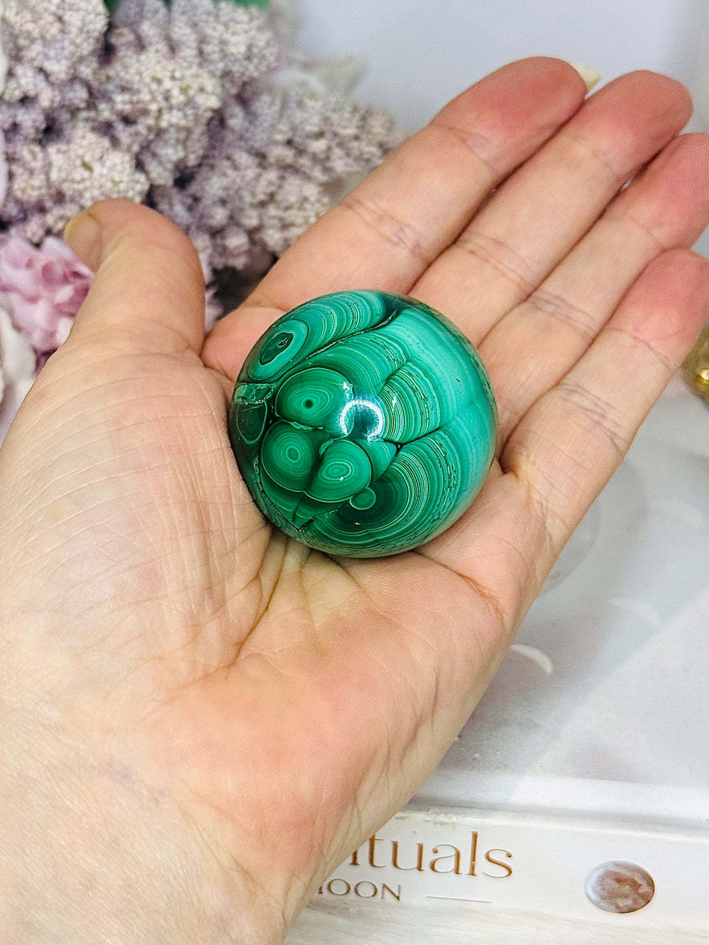 Natural Malachite From Congo Sphere on Stand 140g