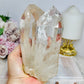 High Grade Clear Quartz Twin | Double Tower with Rainbows on Stand 18cm (on stand) 900g