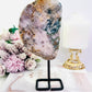 Classy & Fabulous Truly Gorgeous Natural Pink Amethyst Slab On Stand Full Of Crystallisation 19cm