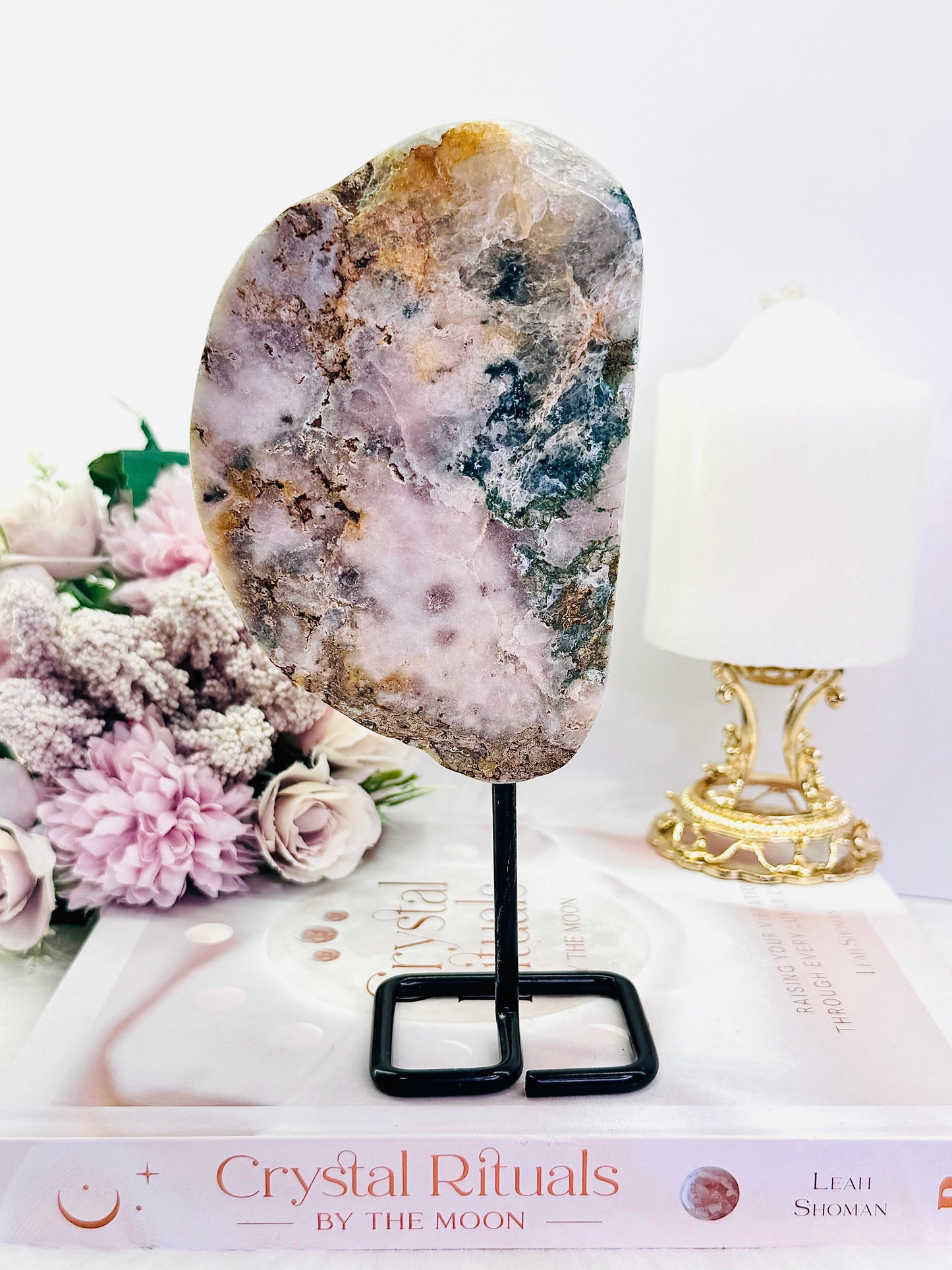 Classy & Fabulous Truly Gorgeous Natural Pink Amethyst Slab On Stand Full Of Crystallisation 19cm