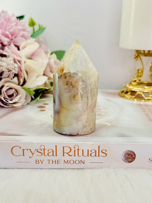 Gorgeous 8cm Angel Aura Druzy Agate Cylinder | Tower