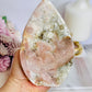 Classy & Fabulous Large 14.5cm 614gram Druzy Pink Amethyst Craved Flame | Freeform From Argentina