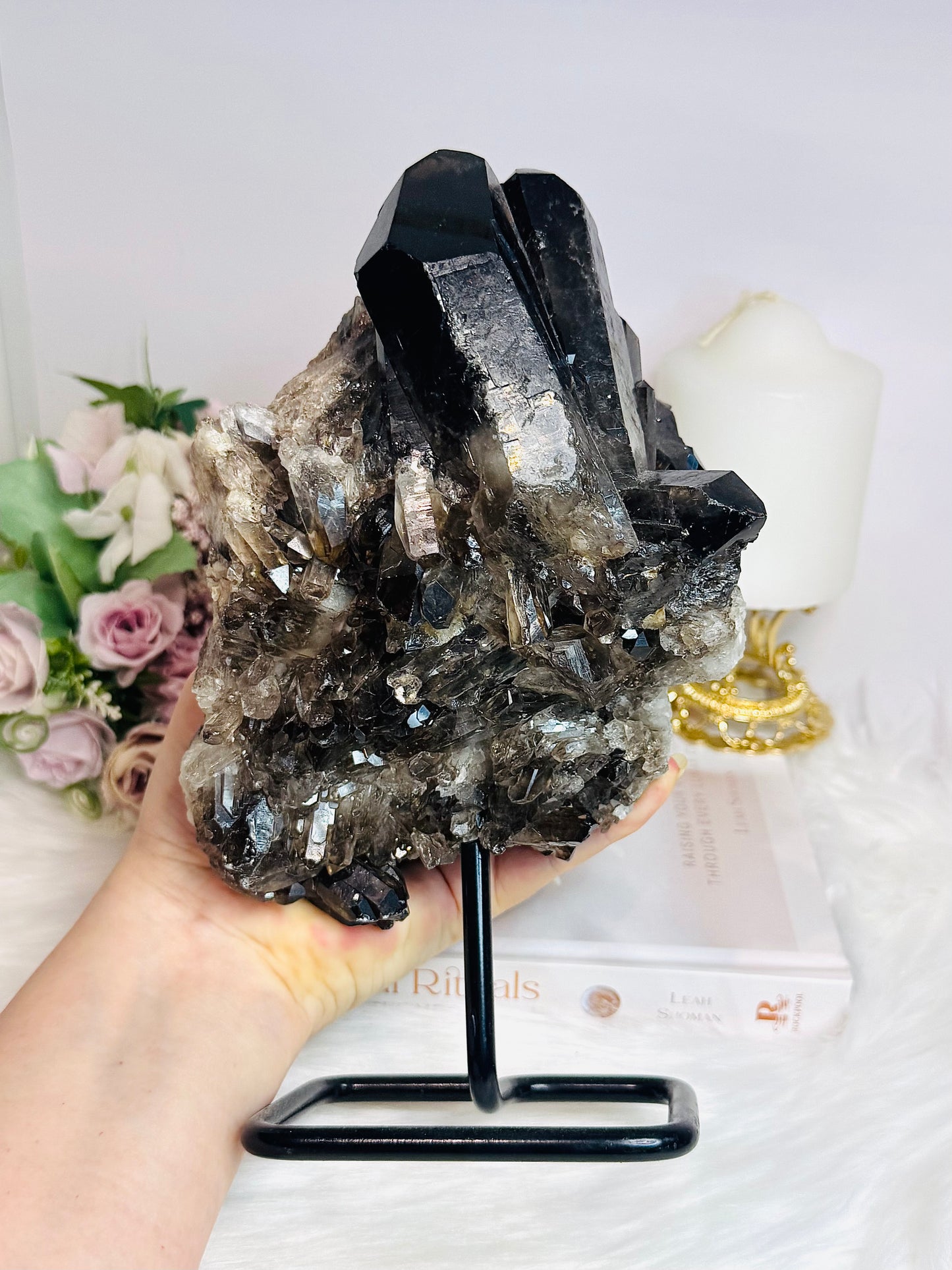 ✨ SALE ✨ Large Smokey Quartz Cluster On Stand From Brazil 2.09KG 22cm