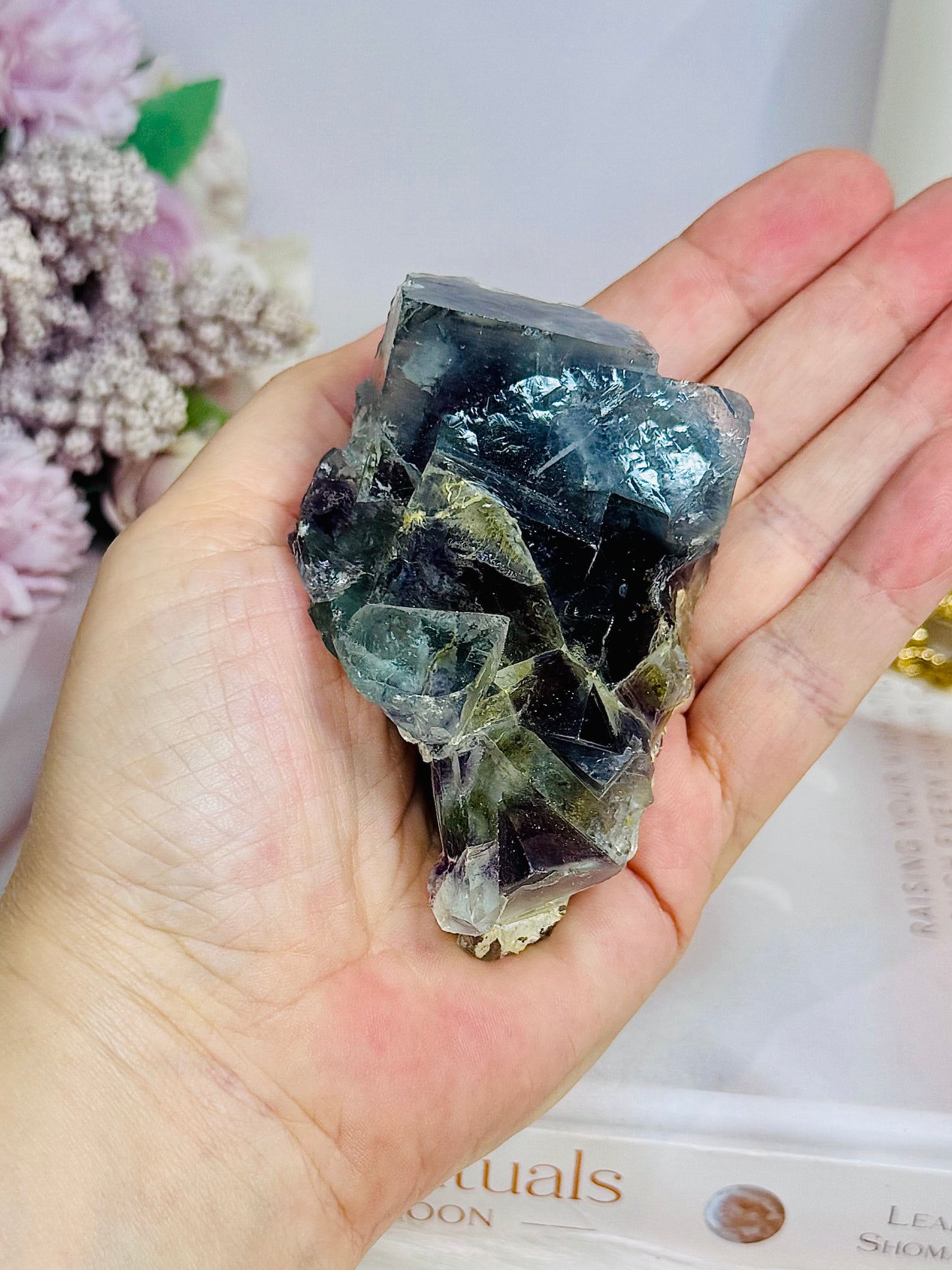 Natural Rainbow Cubed Fluorite Specimen 220g