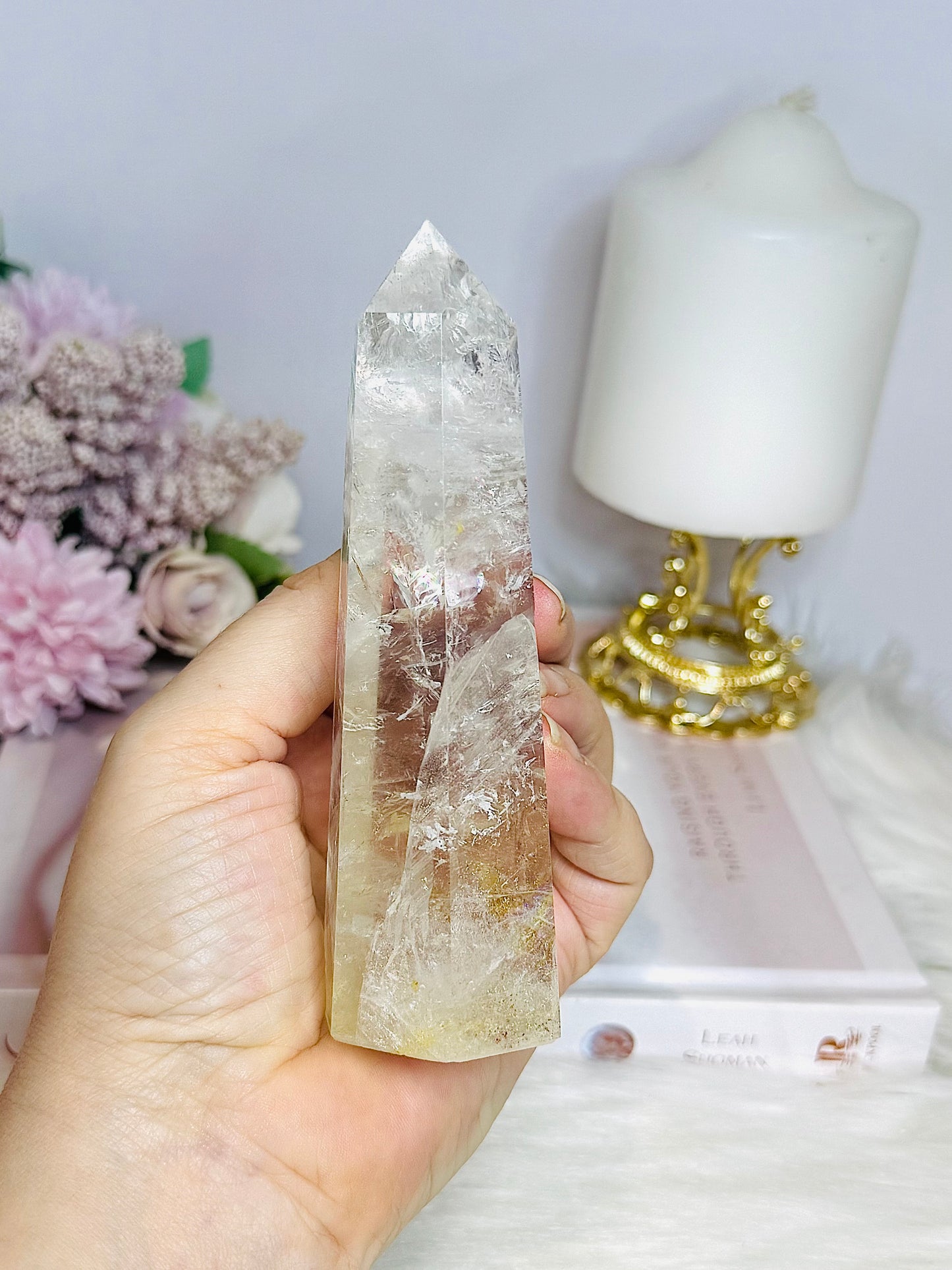 Clear Quartz Tower with Rainbows 12.5cm
