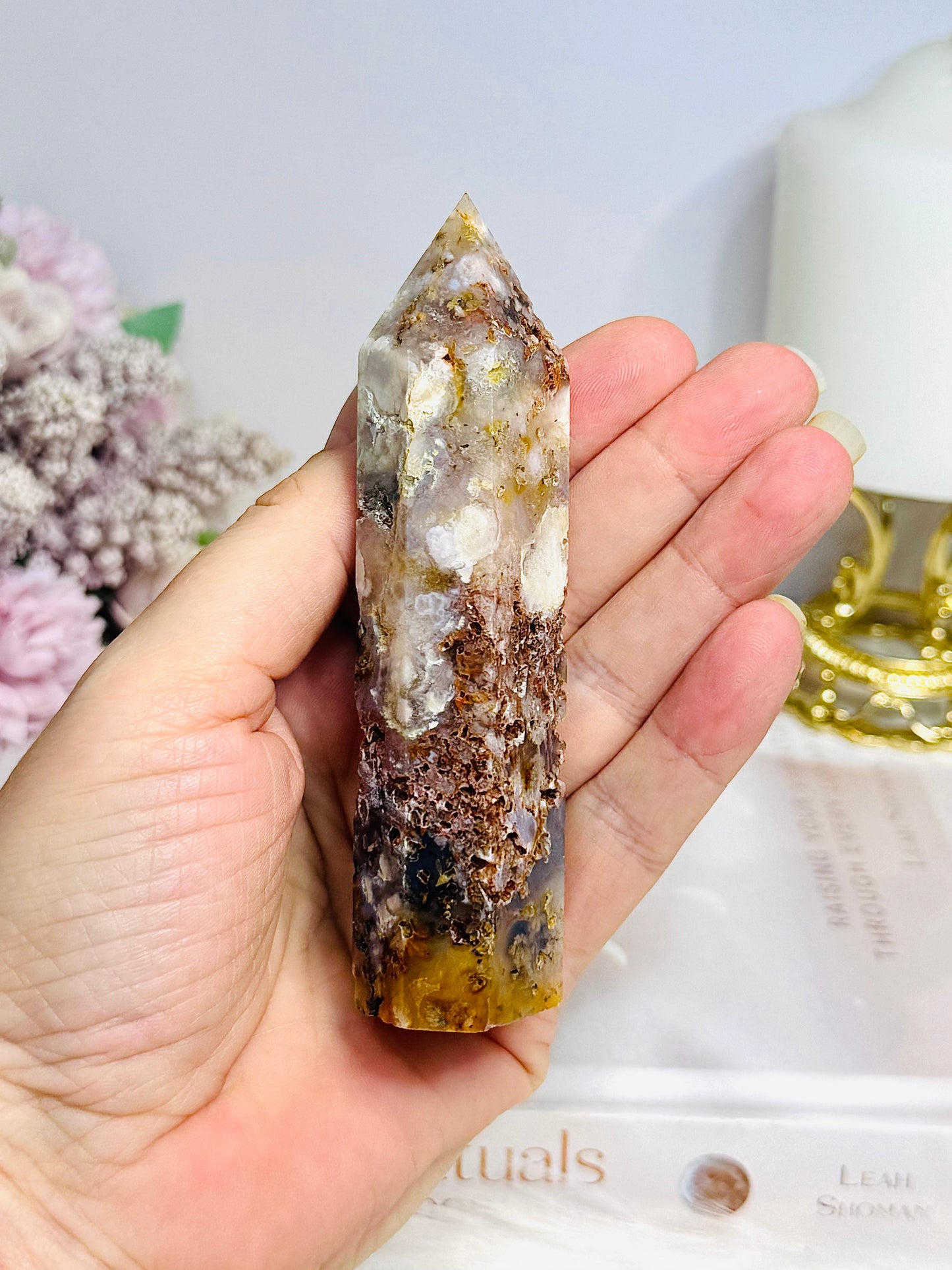 Druzy Flower Agate Tower 11cm