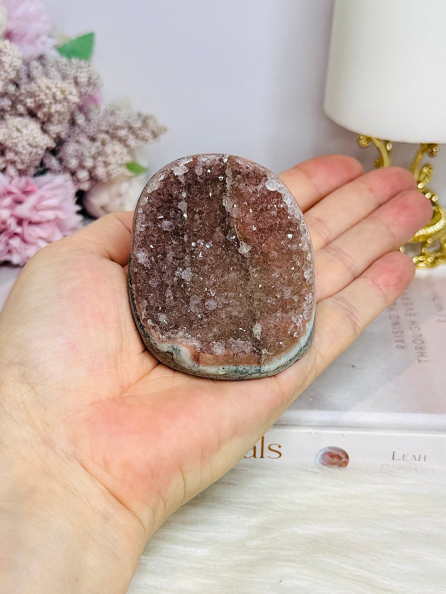 Base Cut Druzy Galaxy Amethyst Cluster 156g