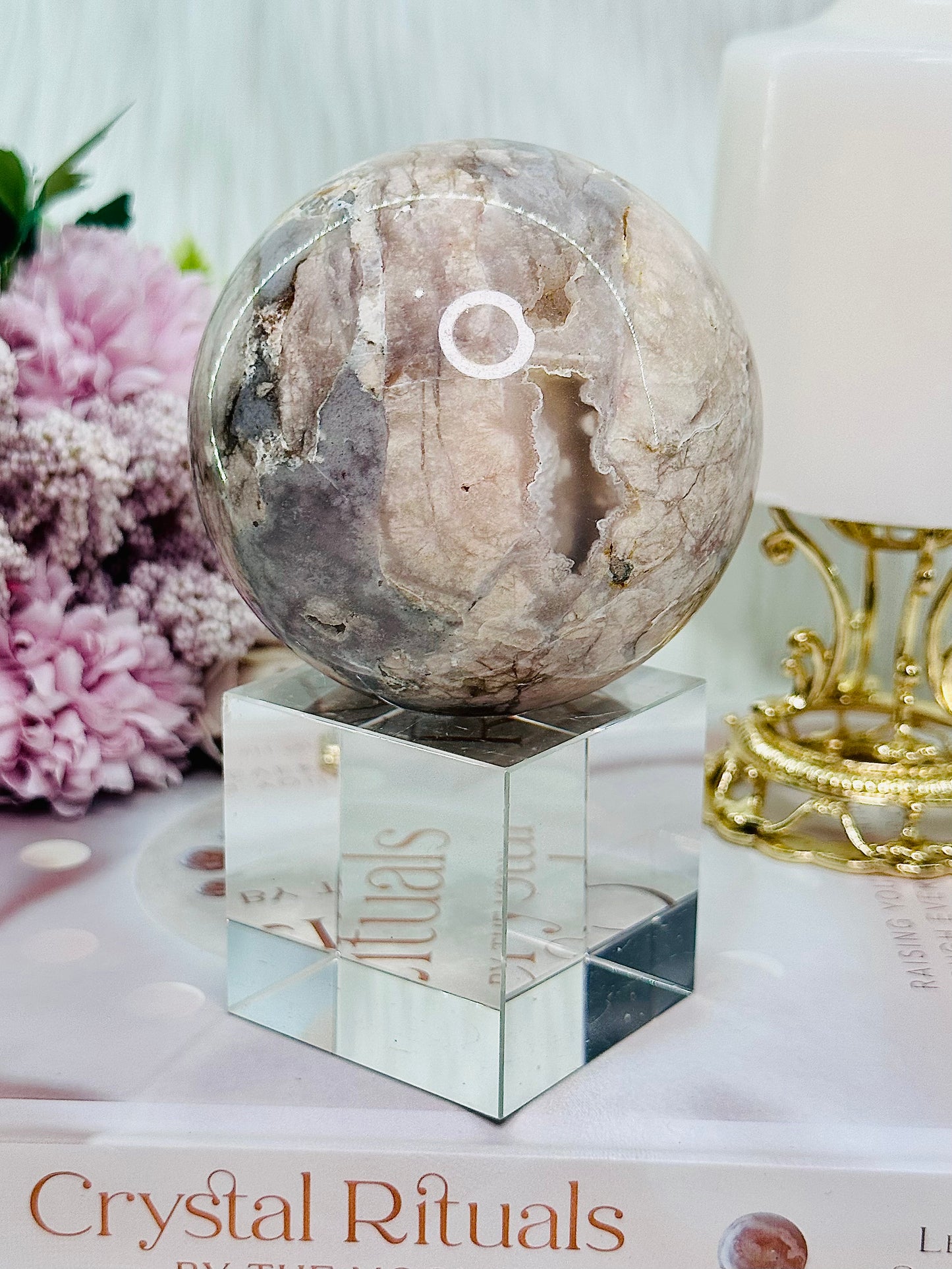 Classy & Absolutely Beautiful Large 641gram Pink Amethyst Sphere from Brazil On Silver Stand (Glass stand in pic is display only)