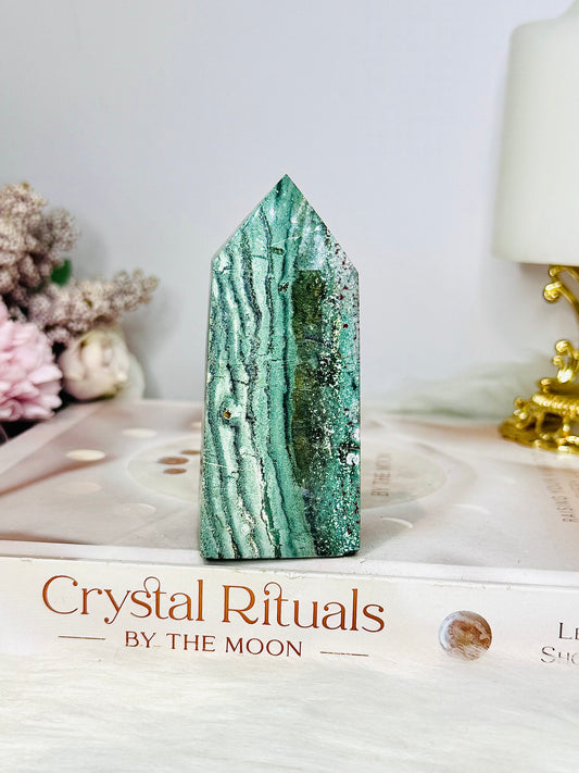 Green Unicorn Agate Tower 9cm
