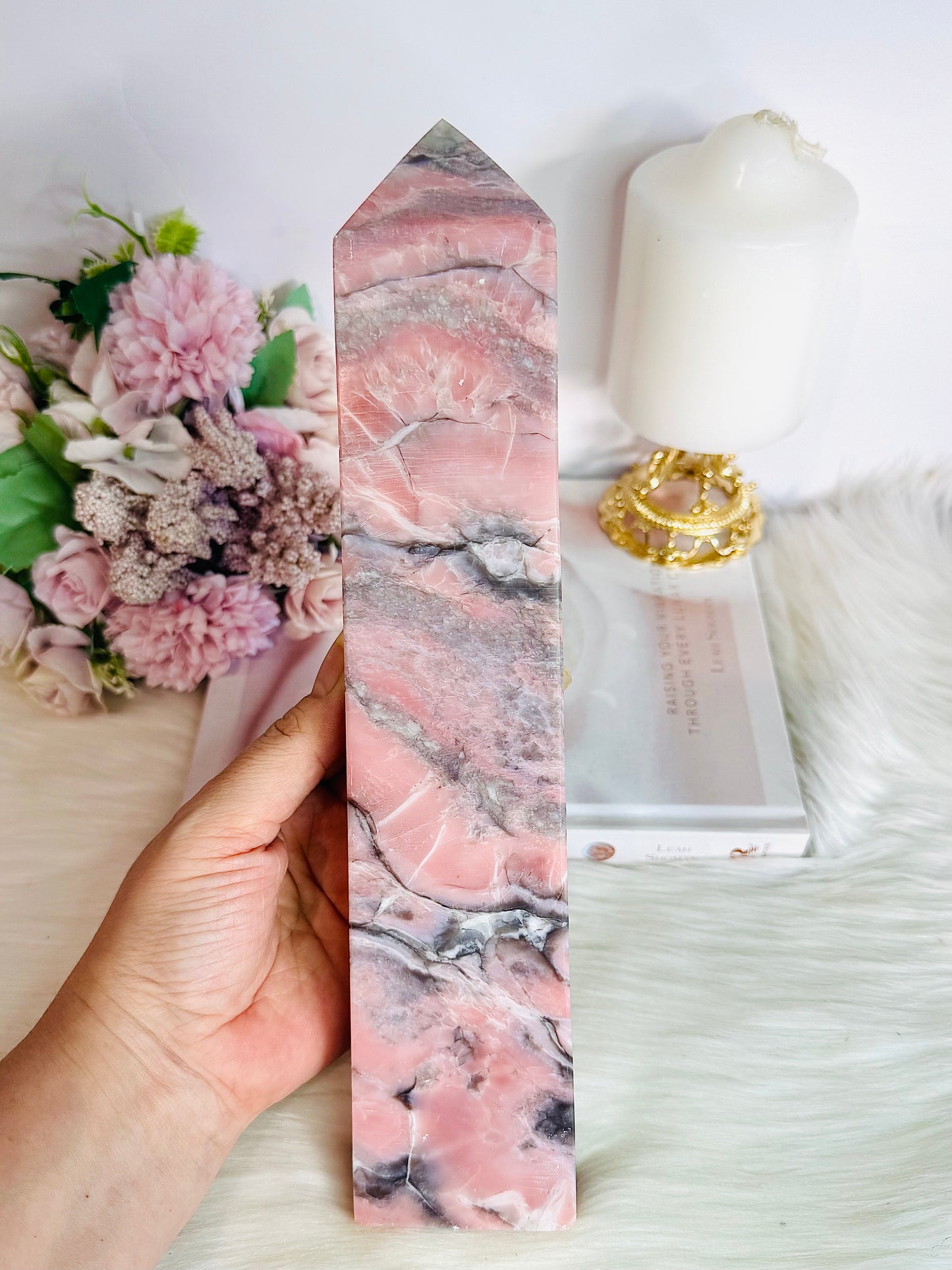 Huge Pink Opal Tower 28cm 1.09KG