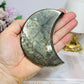 Large Pyrite Carved Moon on Stand 10cm