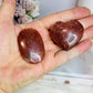 High Grade Golden Sunstone Carved Heart & Palm Stone Set