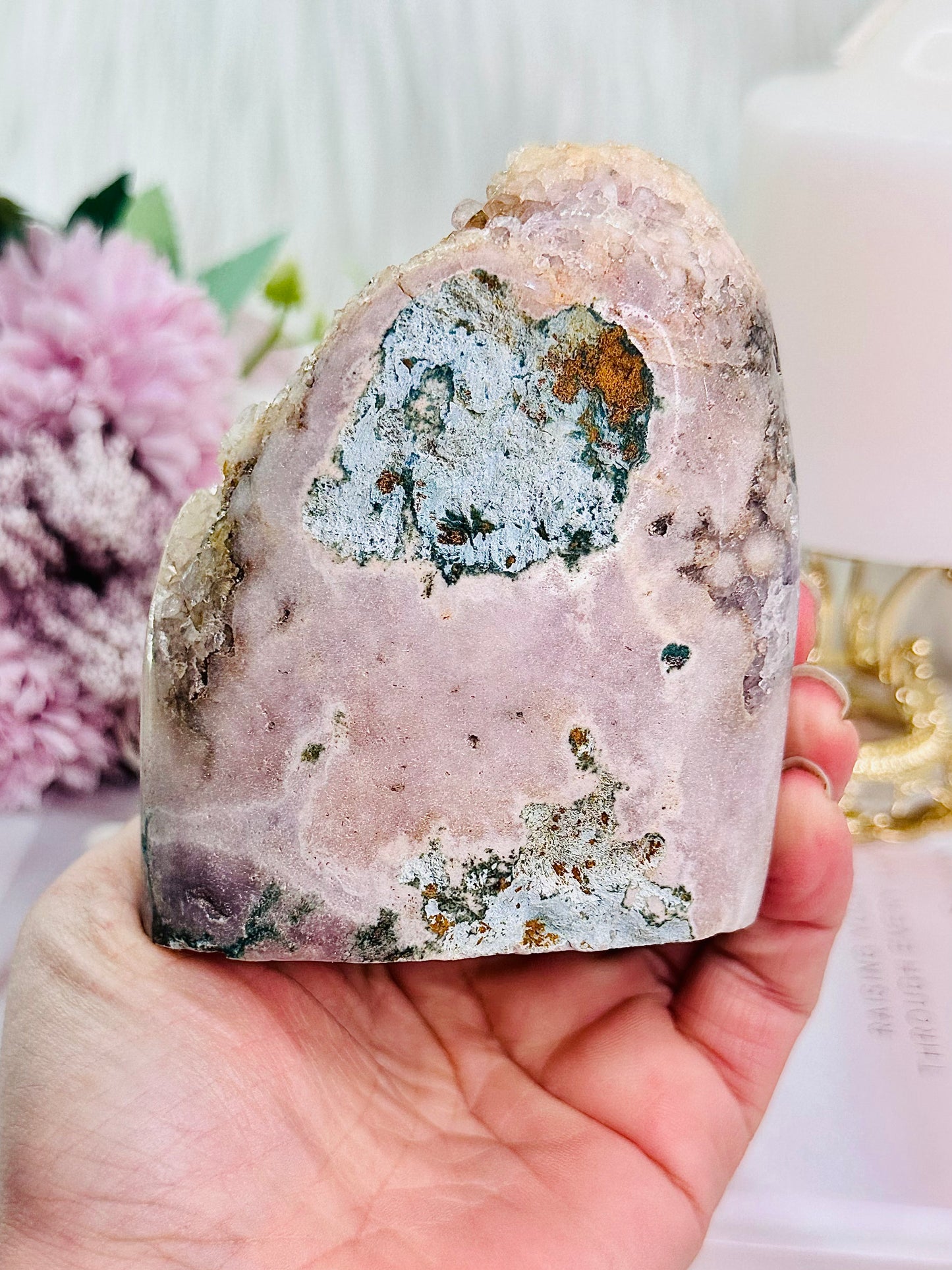 Stunning Large 522gram Gorgeous Druzy Pink Amethyst Freeform from Brazil with Gorgeous Cluster Formations
