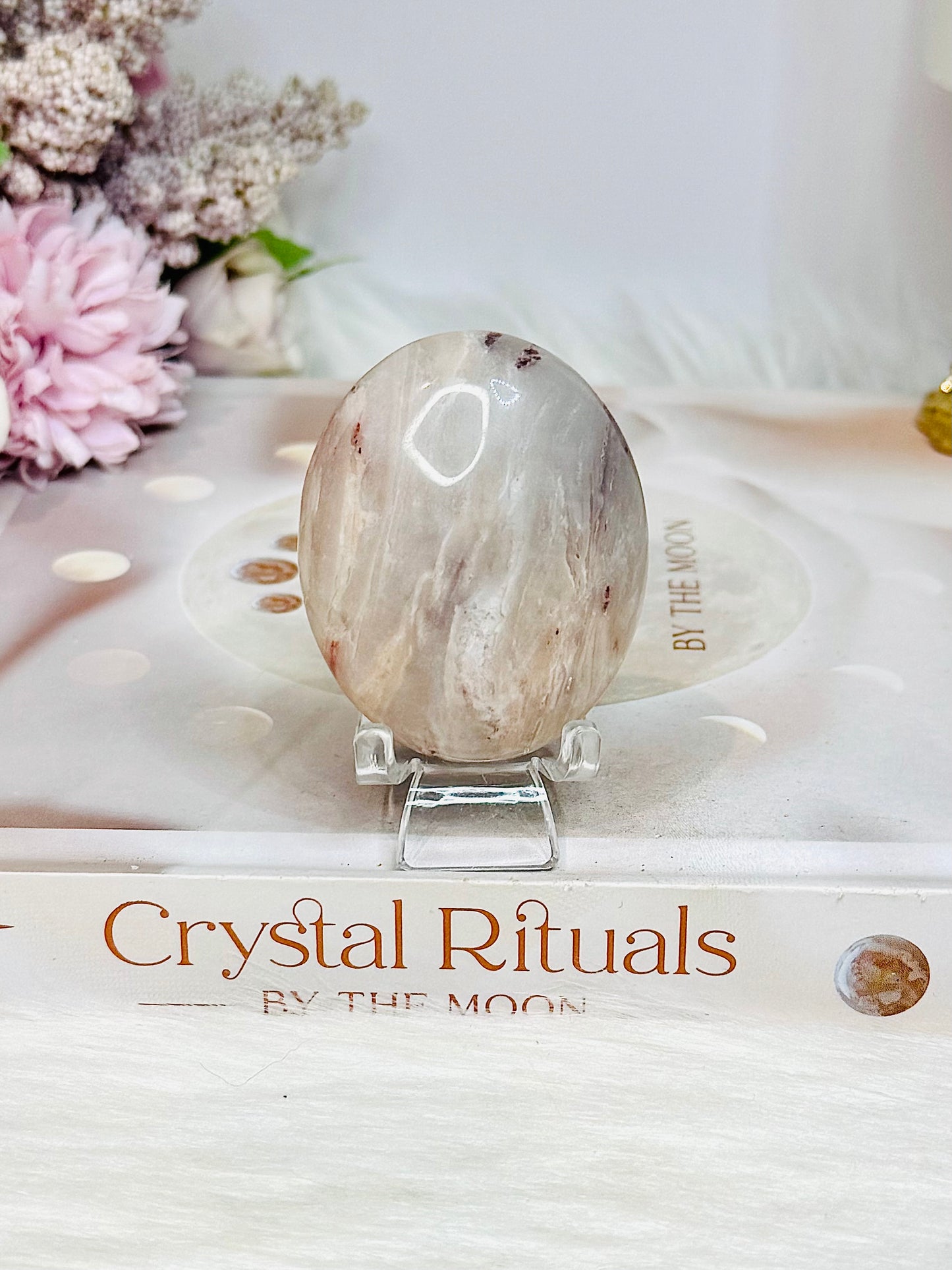 Pink Aragonite Palm Stone (stand not included)