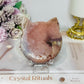 Pink Amethyst Druzy Cat Carving On Stand 9cm 254g