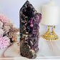 Absolutely Incredible Large Chunky 17cm Natural Druzy Purple Root Fluorite Tower