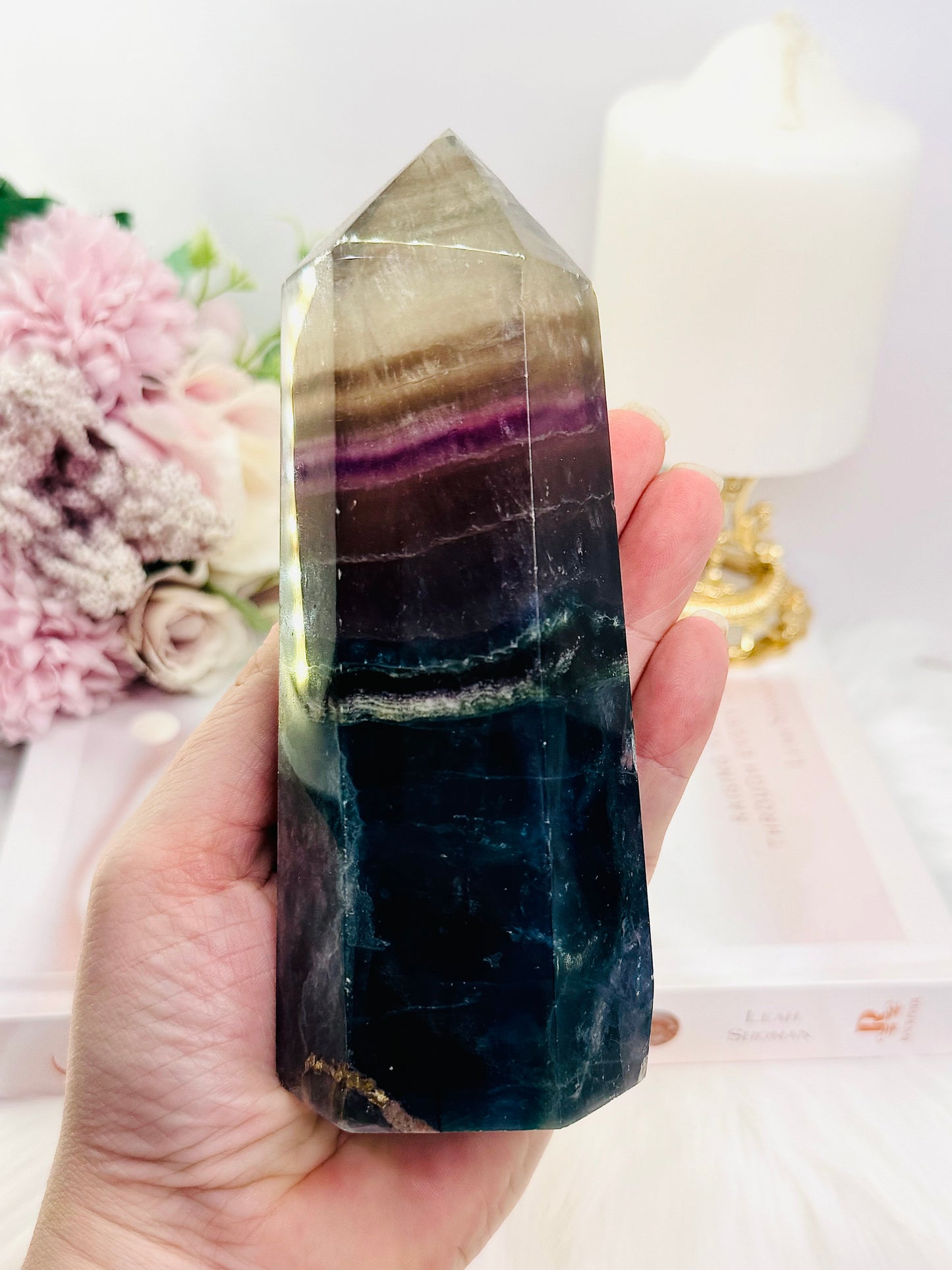 Large Chunky Rainbow Fluorite Tower 14cm 636grams