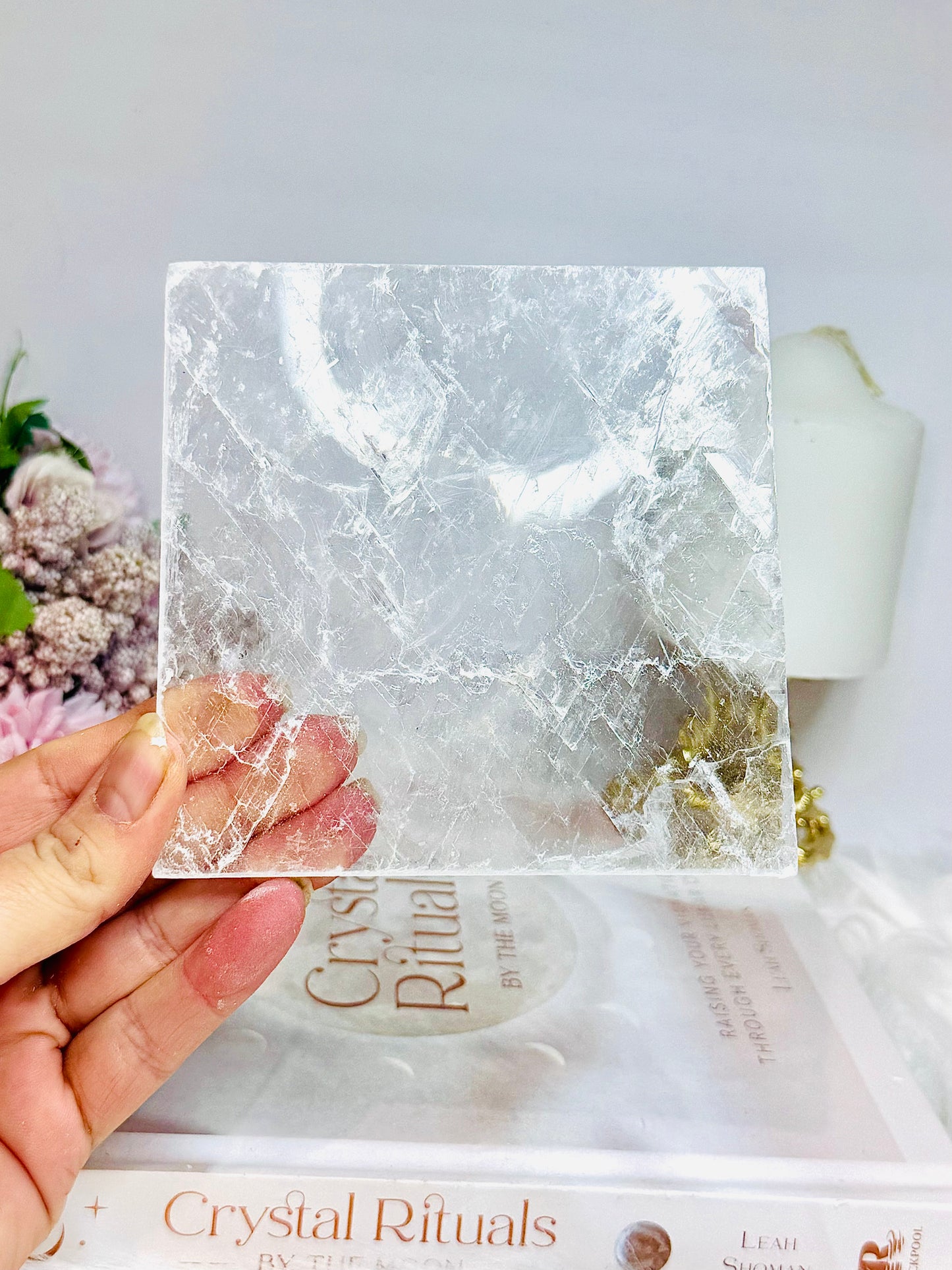 Natural Large Selenite Charging Slab 12cm