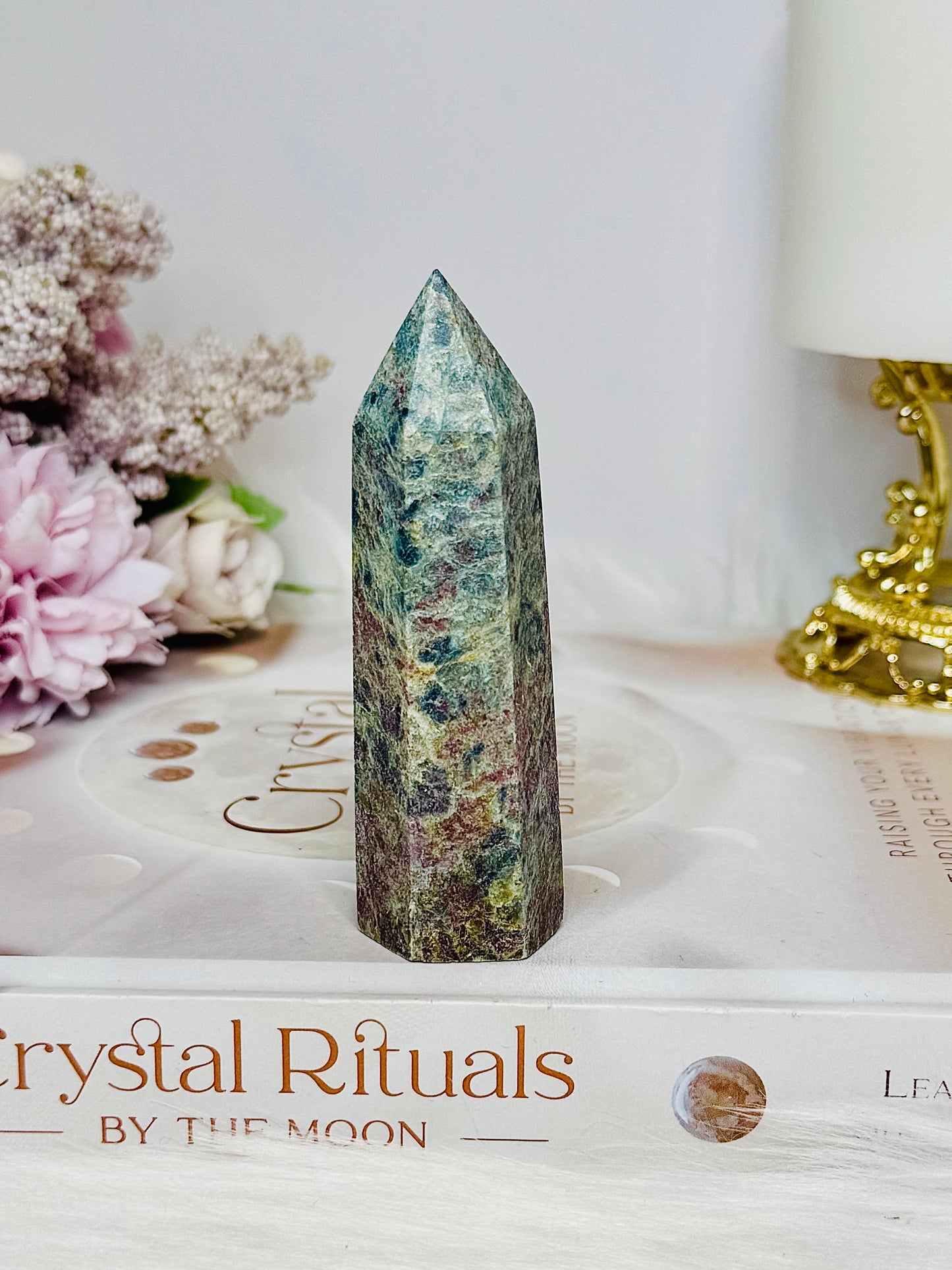 Rare Ruby In Blue Apatite Tower (UV Reactive) 8cm