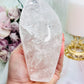 The Most Absolutely Stunning High Grade Large Clear Quartz Carved Flame | Freeform with Rainbows From Brazil 677grams