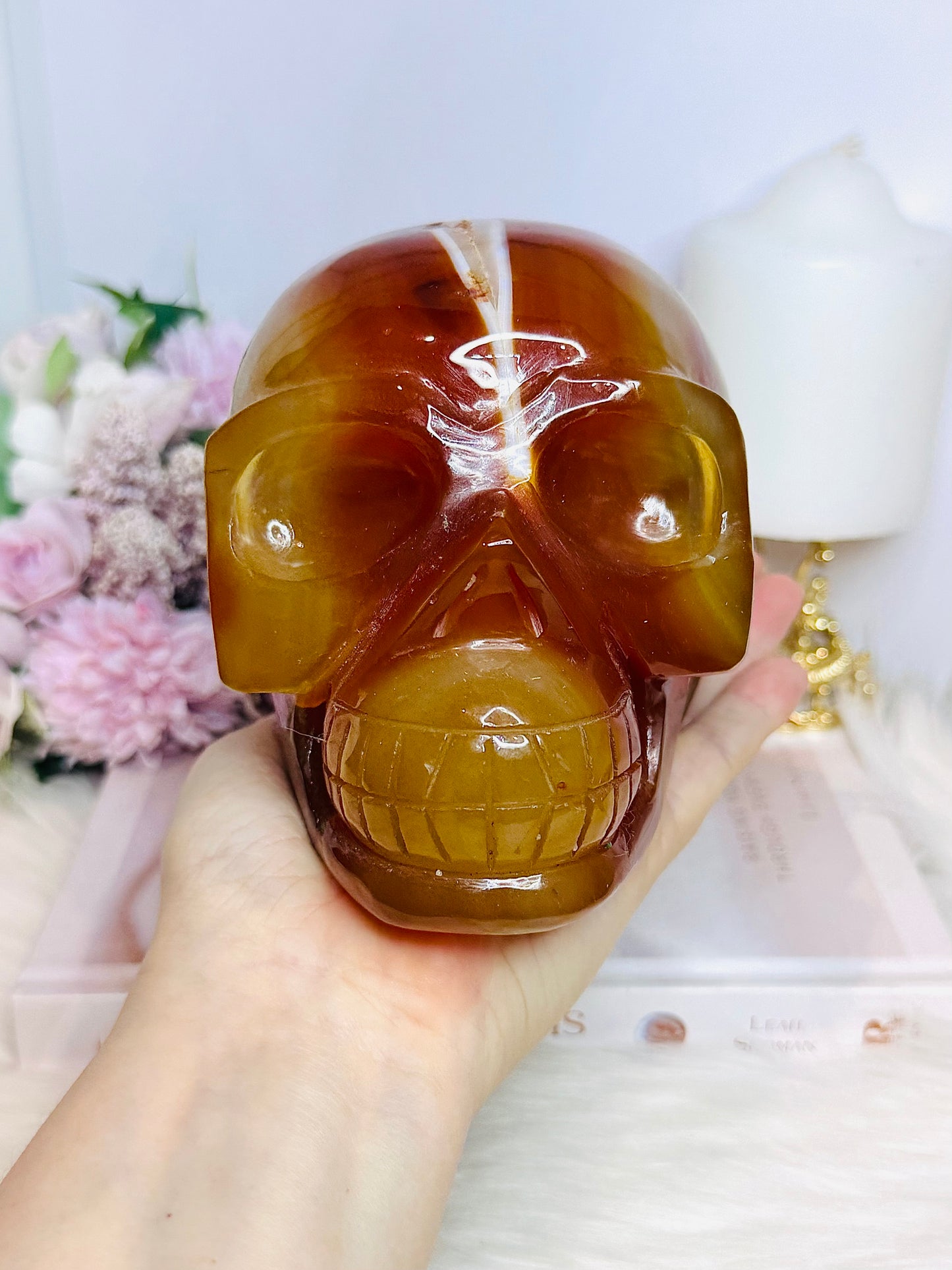 Huge Carnelian Carved Druzy Skull 2.15KG
