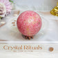 Thulite Sphere with Epidote 207g On Stand