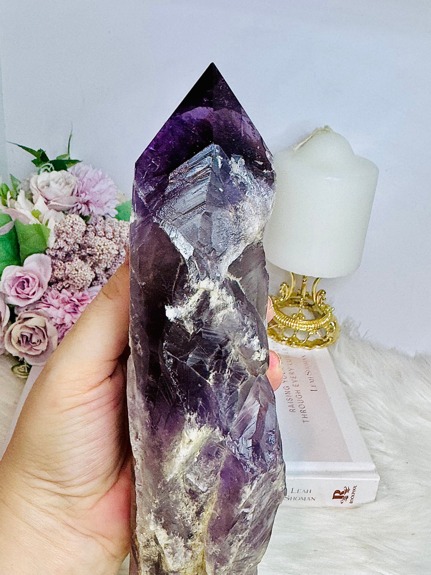 Large Natural Amethyst Dog Tooth 27cm