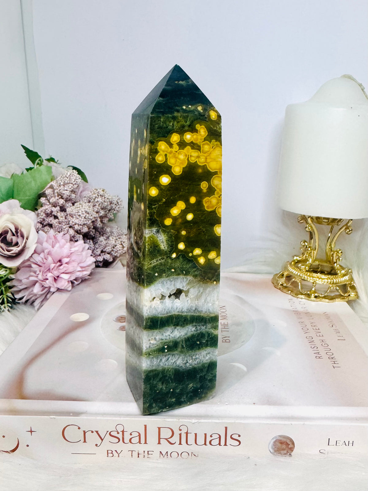 Orbicular Ocean Jasper Druzy Tower 15cm 342g