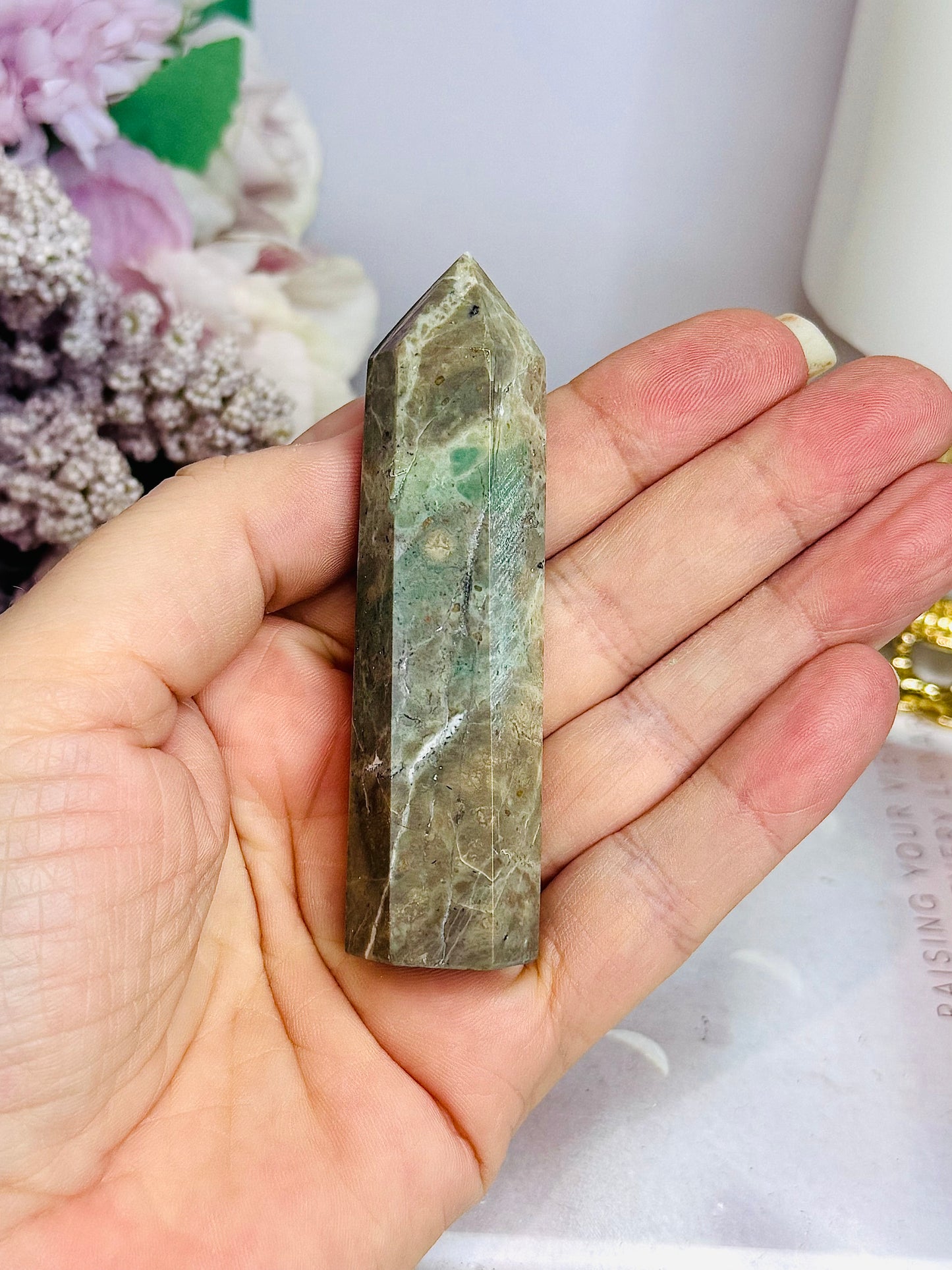 Green Agate Tower 8cm