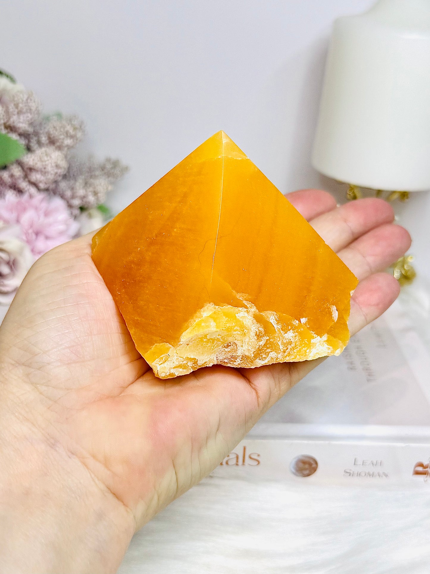 Orange Calcite Top Polished Point 329g