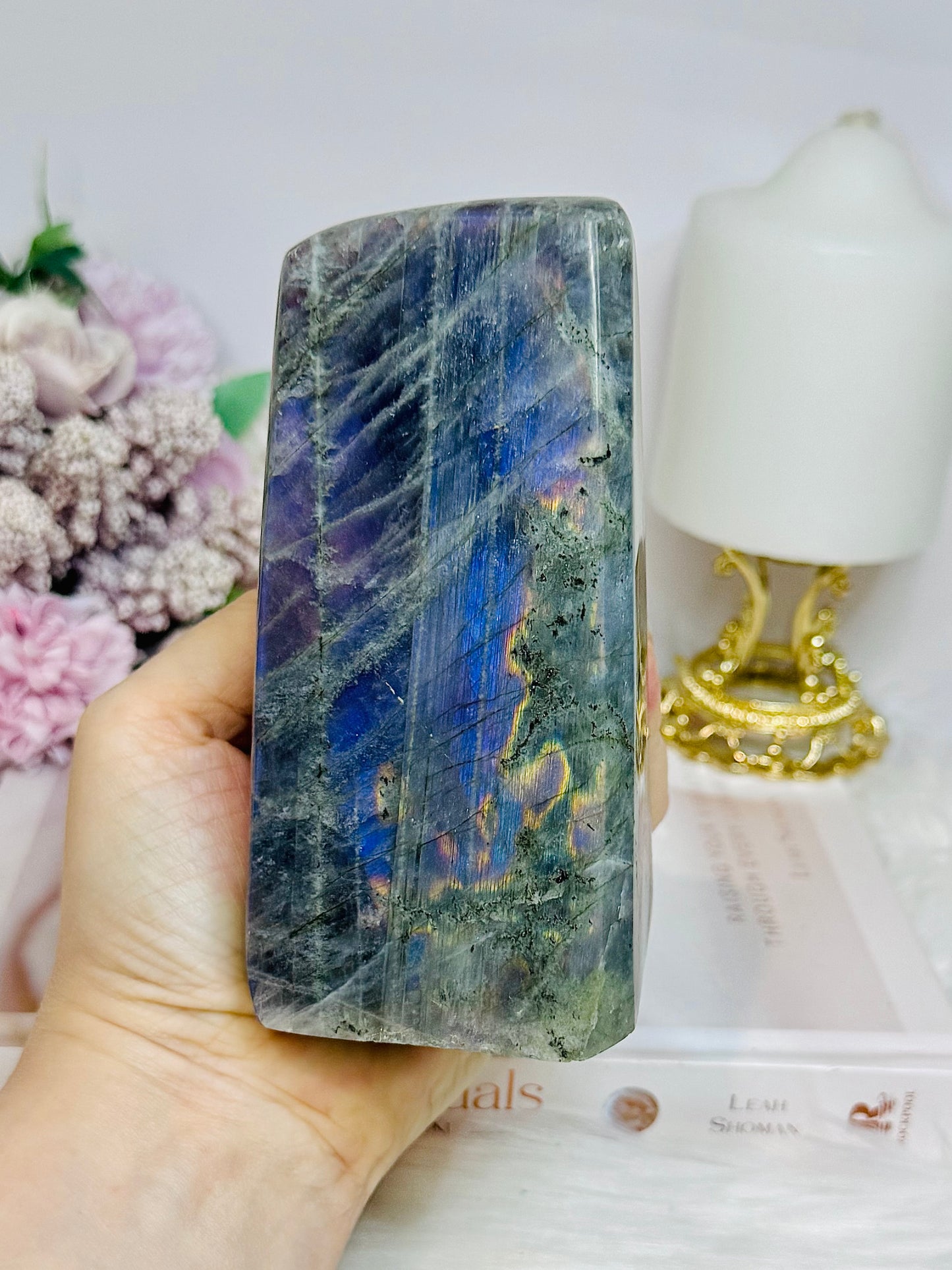 Purple Flash Labradorite Freeform 12cm 835g (flash looks blue in pics but is purple)