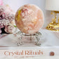 Beautiful 312gram Druzy Pink Amethyst Sphere On Stand