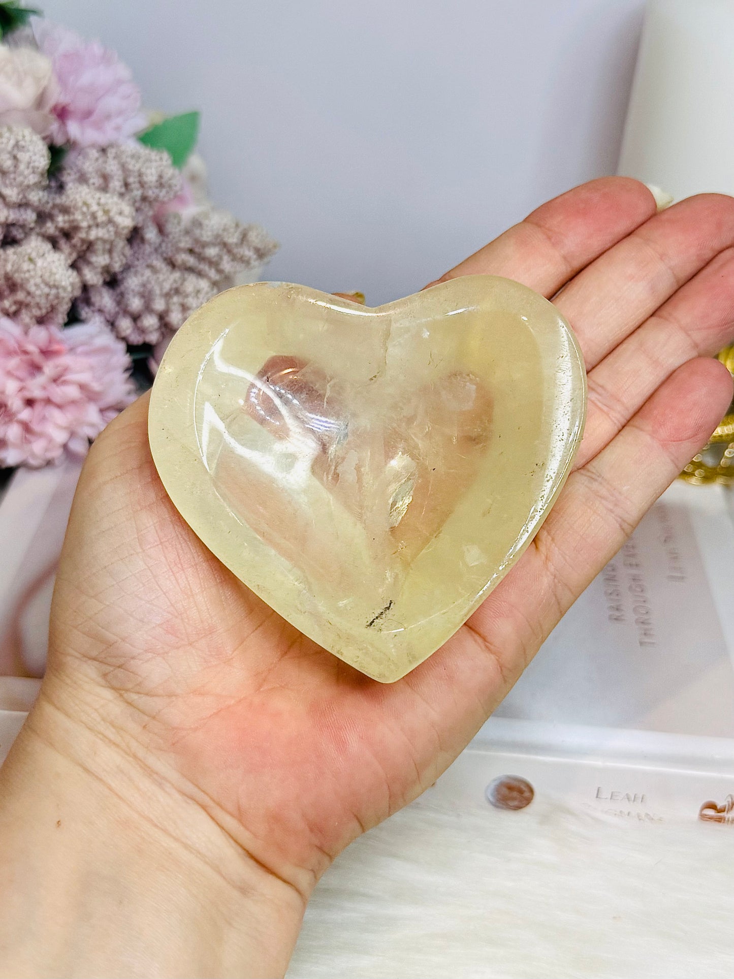 Chunky Lemon Quartz Heart Bowl 8cm
