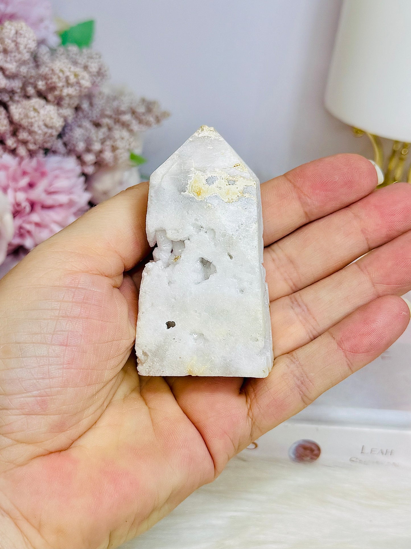 Druzy White Agate Tower 7cm