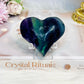 Chunky Feather Fluorite Heart on Stand 6.5cm