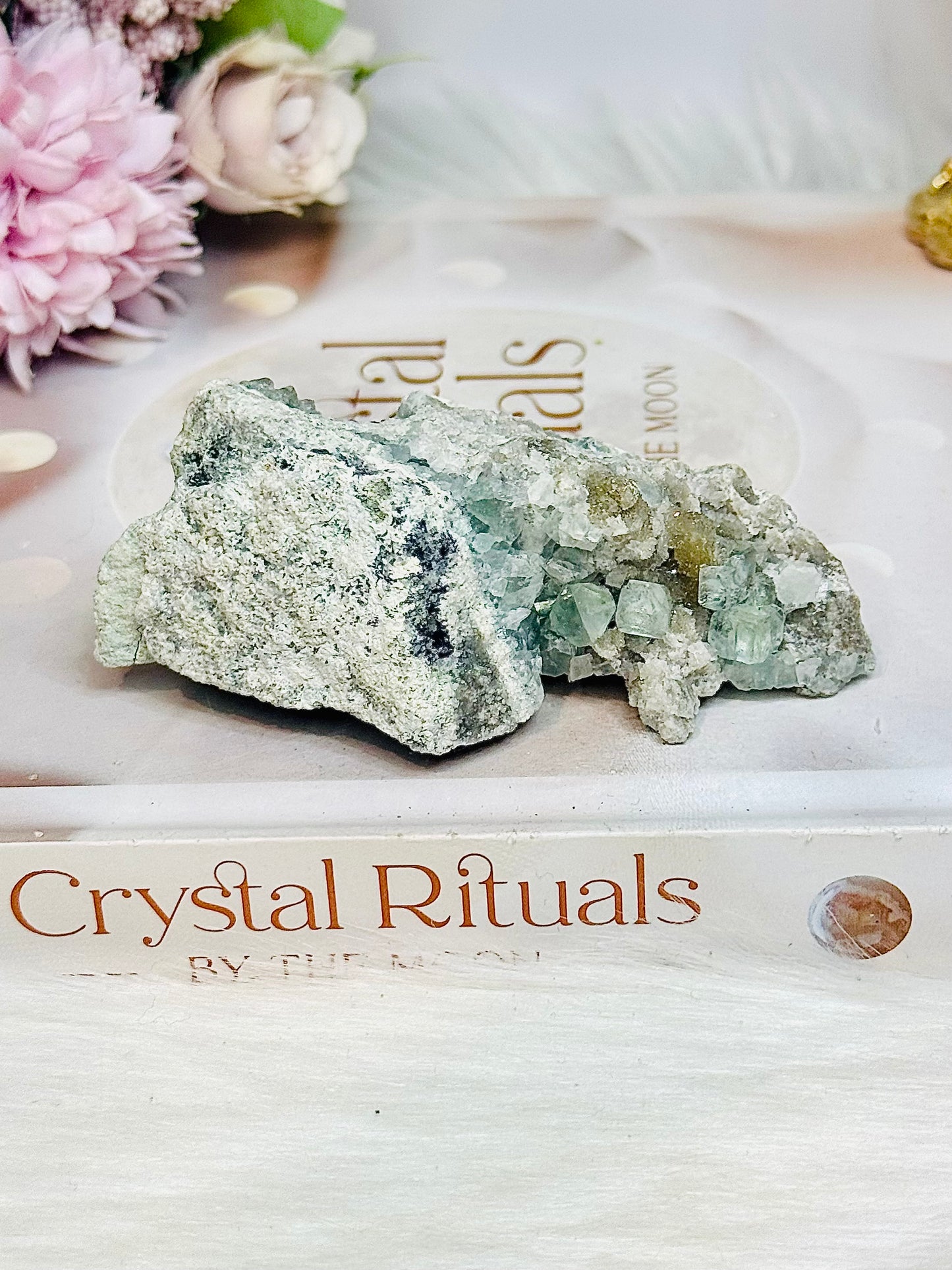 Cubed Blue Fluorite on Matrix 144g