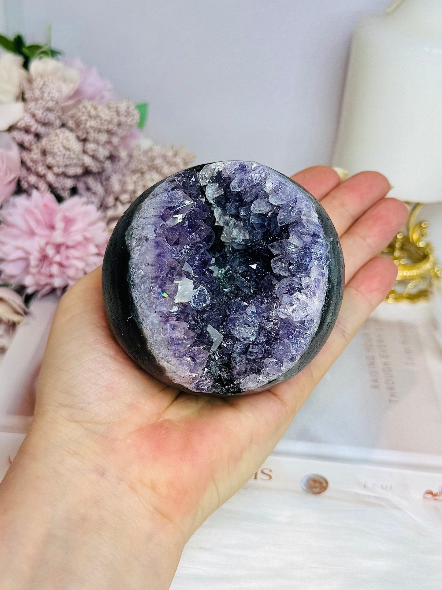 Large Druzy Amethyst Sphere on Stand 503g