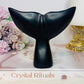 Black Aragonite Carved Whale Tail 12cm
