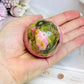 Thulite Sphere with Epidote 209g On Stand