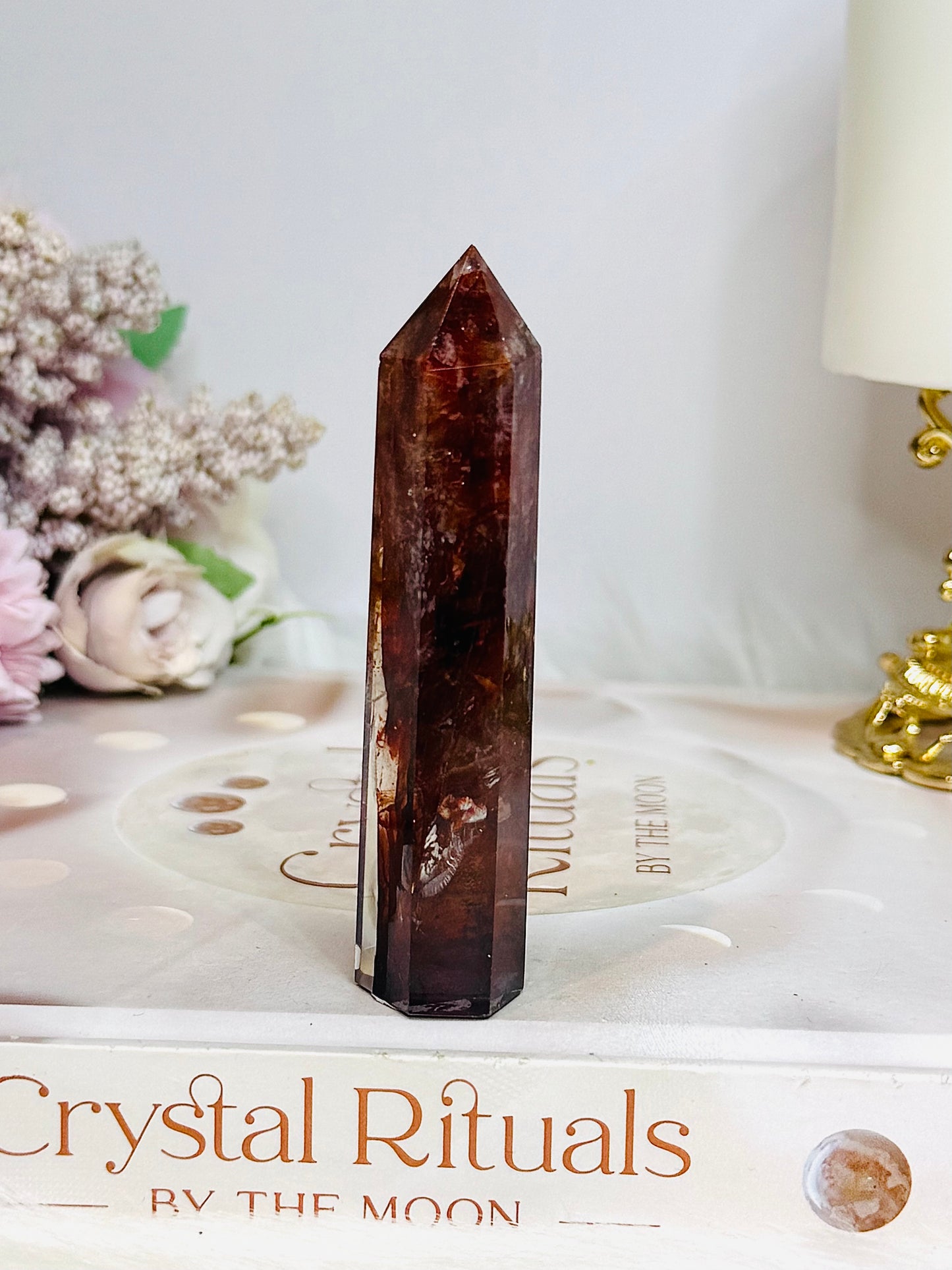 High Grade Fire Quartz Tower with Rainbows 8.5cm