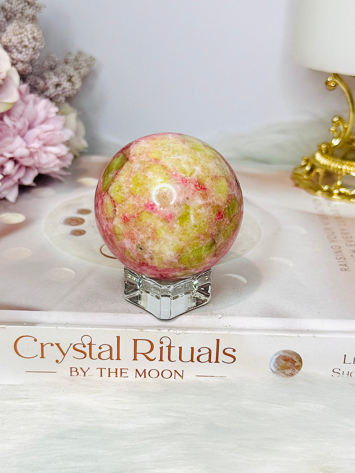Thulite in Epidote Sphere on Stand 201g