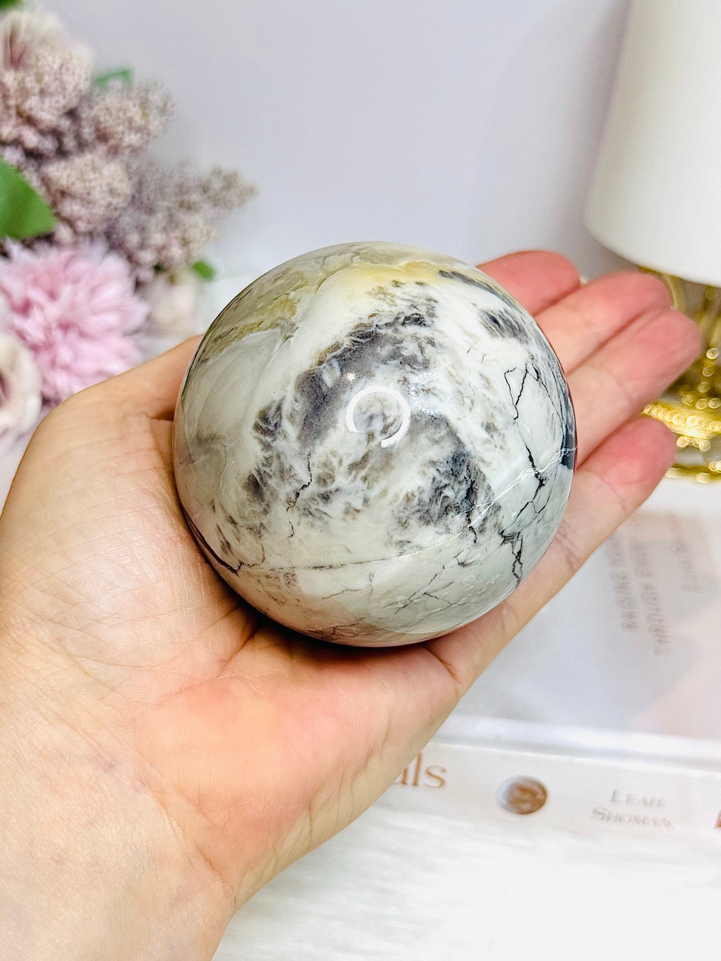 Large Volcano Agate Sphere (UV Reactive) On Stand 416g