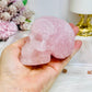 Large Rose Quartz Filigree Skull 8.5cm 407g