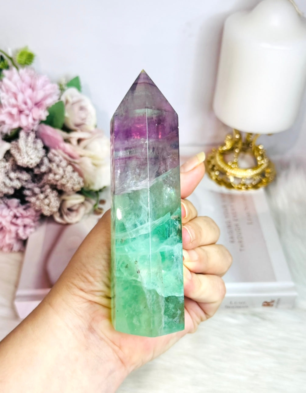 High Grade Rainbow Fluorite Tower Full of Rainbows 13.5cm