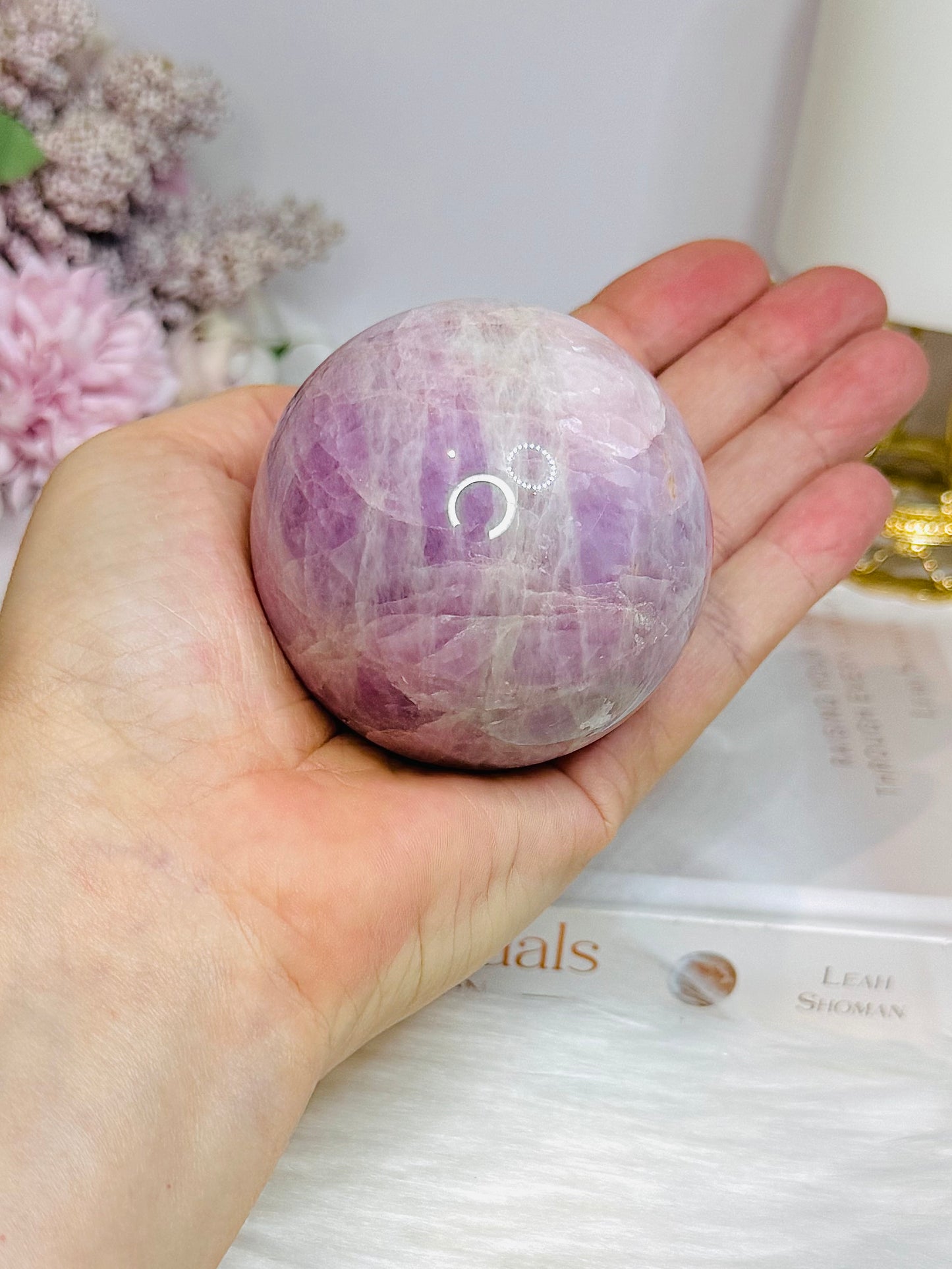 Large Kunzite Sphere on Stand 398g